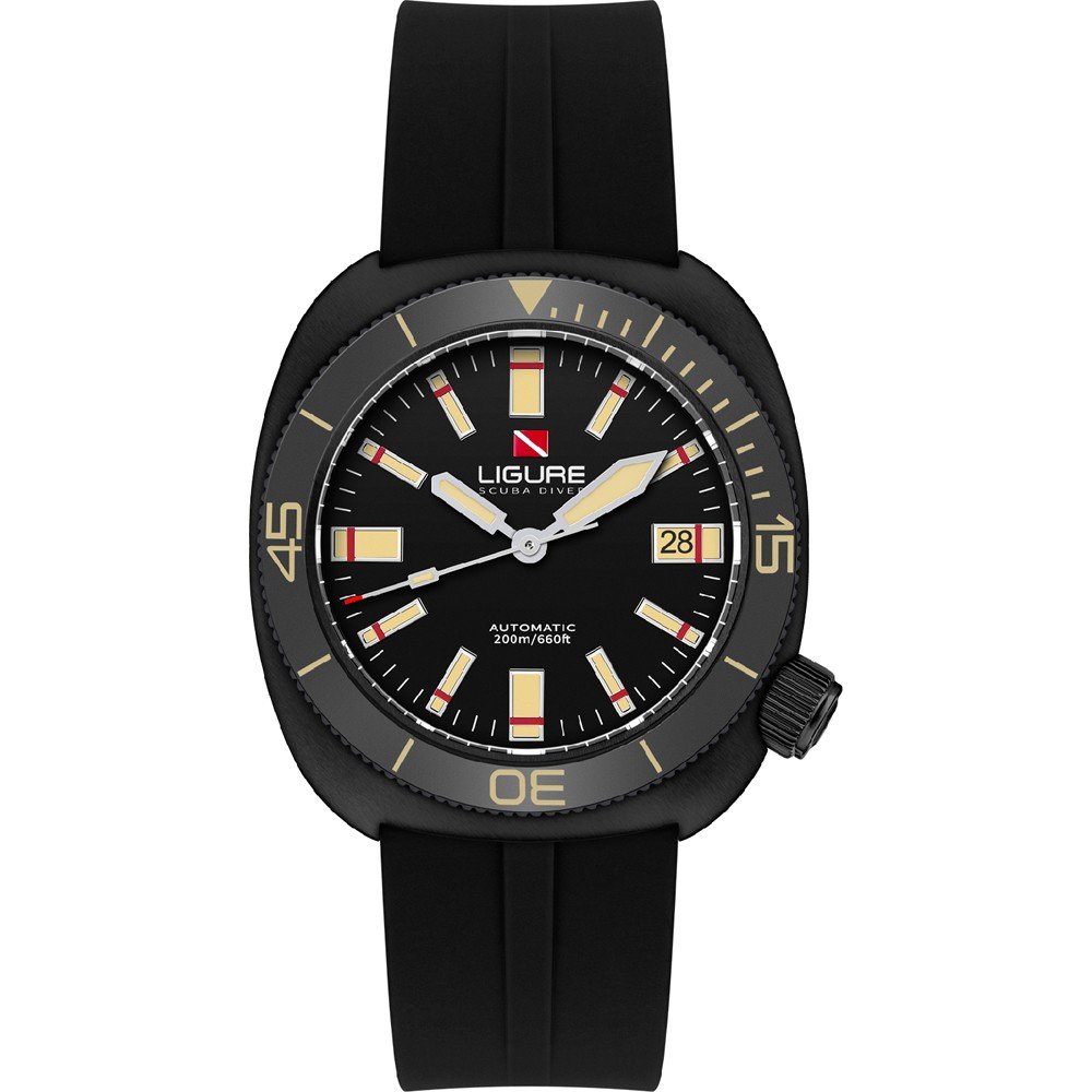 LIGURE LWT21004N TARTARUGA 'NERO DI SEPPIA'
Dit Ligure horloge heeft een Roestvrijstaal kast met een diameter van 41 mm en is voorzien van een Rubber band. In de kast bevindt zich een Sellita kwaliteitsuurwerk en is afgewerkt met Saffierglas.

